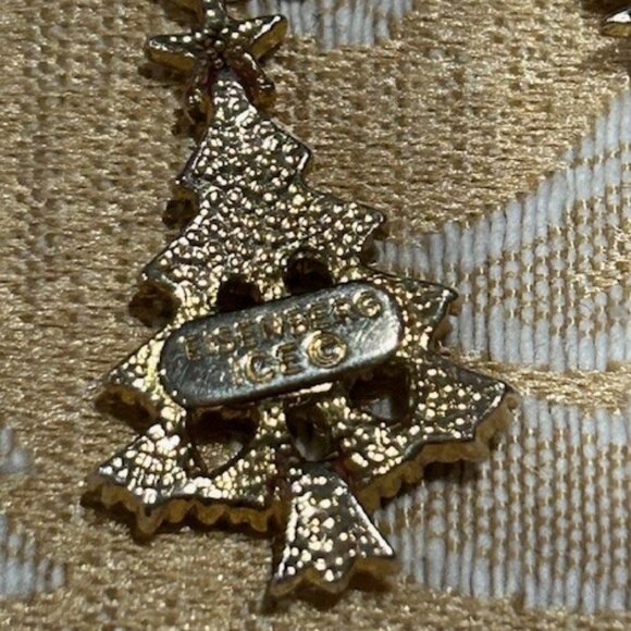 HOLIDAY🎄🎄EISENBERG ICE Gold Swarovski Crystal Dangle Tree EARRINGS - Picture 9 of 9